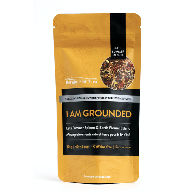 i am grounded, rooibos, calendula, roasted chicory root, chinese red date, licorice root, liquorice root, vanilla, astragalus, calendula